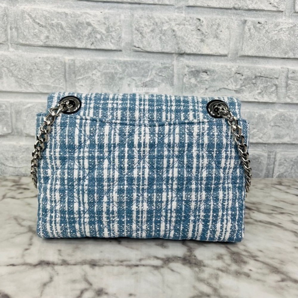 Kate Spade Natalia Denim Tweed Medium Flap Chain Shoulder Bag Crossbody - Picture 5 of 9